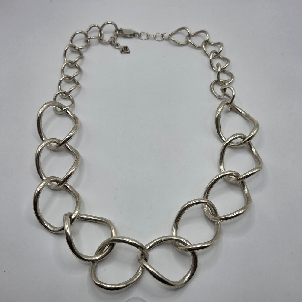 Silpada N1633 925 Sterling Silver Chunky Graduated Wavy Link Necklace 18" 46.6g